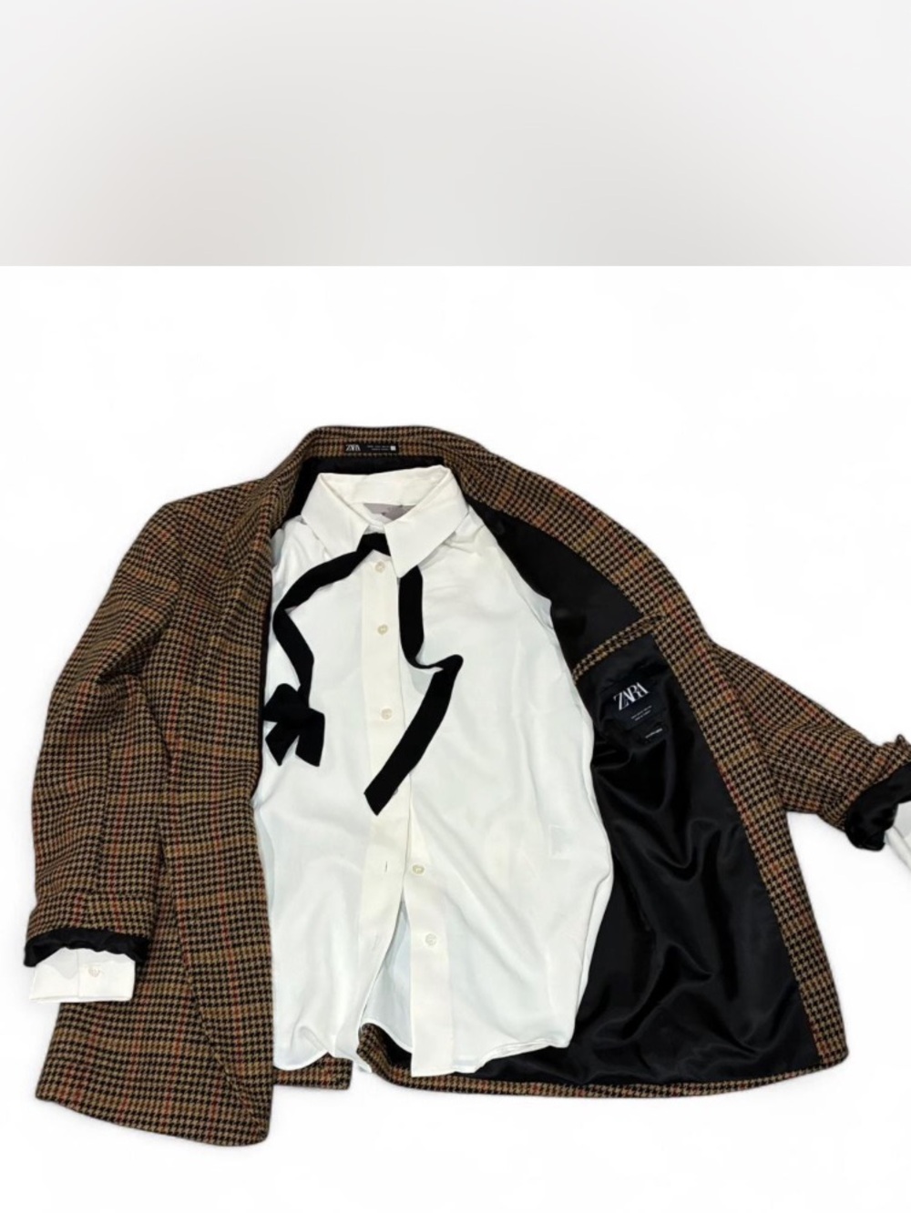 Zara Brown Houndstooth Blazer